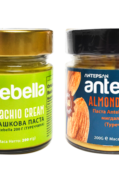 Набір: Фісташкова паста 30% Antebella 200 г + Паста Antebella 200 г з мигдалем 40%