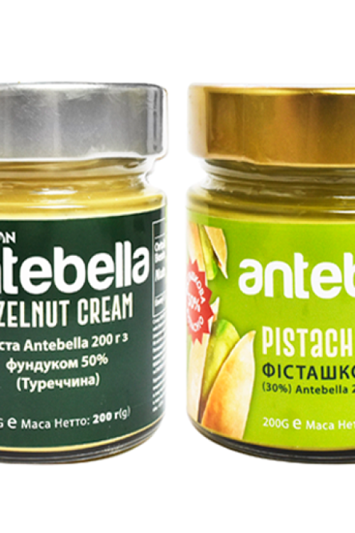 Набір: Фісташкова паста 30% Antebella 200 г + Паста Antebella 200г з фундуком 50%