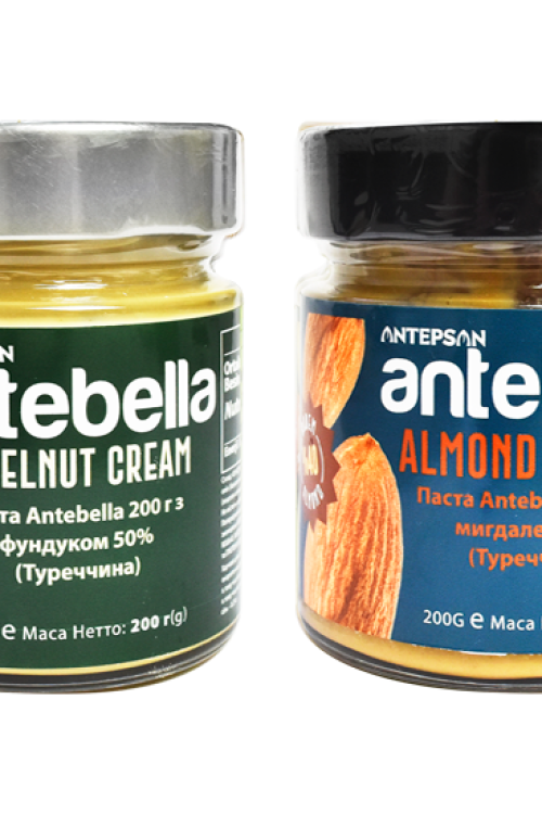 Набір: Паста Antebella 200 г з мигдалем 40% + Паста Antebella 200 г з фундуком 50%